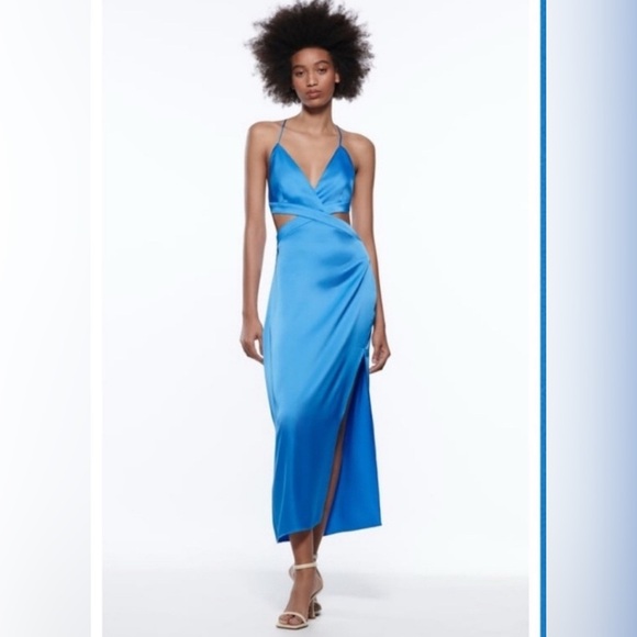 Zara Dresses & Skirts - Zara Vibrant Blue Backless Dress
